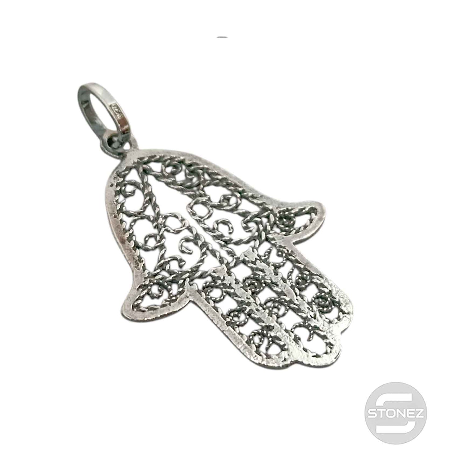 55573 Colgante De Plata 925 Mano De Fátima 40 mm
