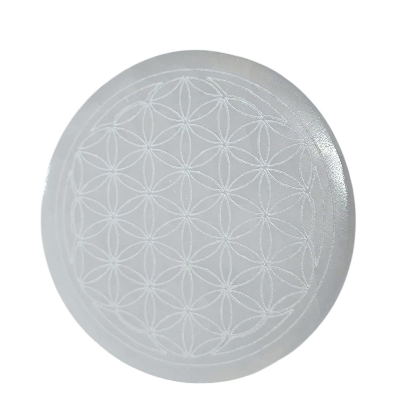 Plato Selenita Grabado Arbol Flor De La Vida 10 Cms Aprox 401204168