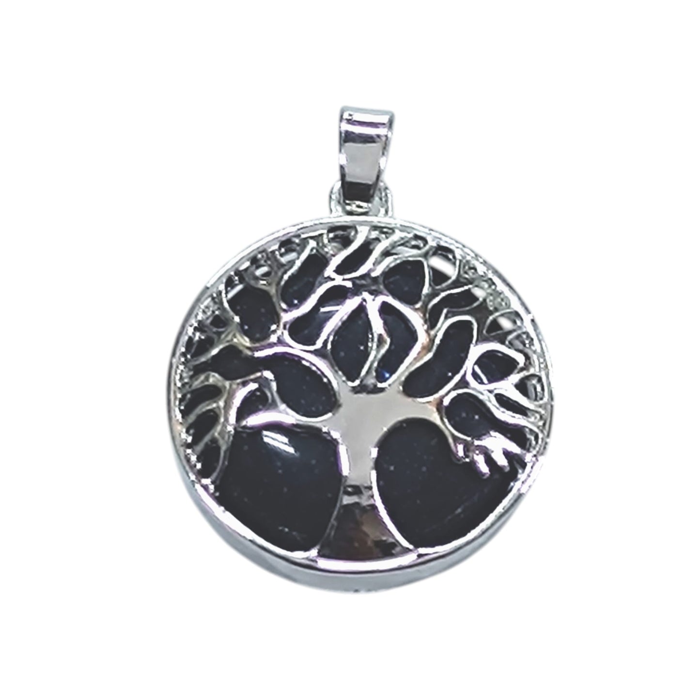 Colgante Arbol De La Vida En Metal Con Piedra Natural Aventurina Azul 25 mm Aprox 35014-11