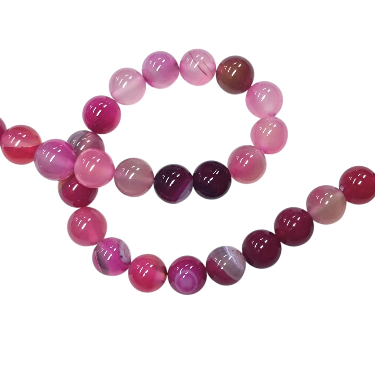 Tira Cuentas Piedra Agata Rosa En 12 mm REF: 44157