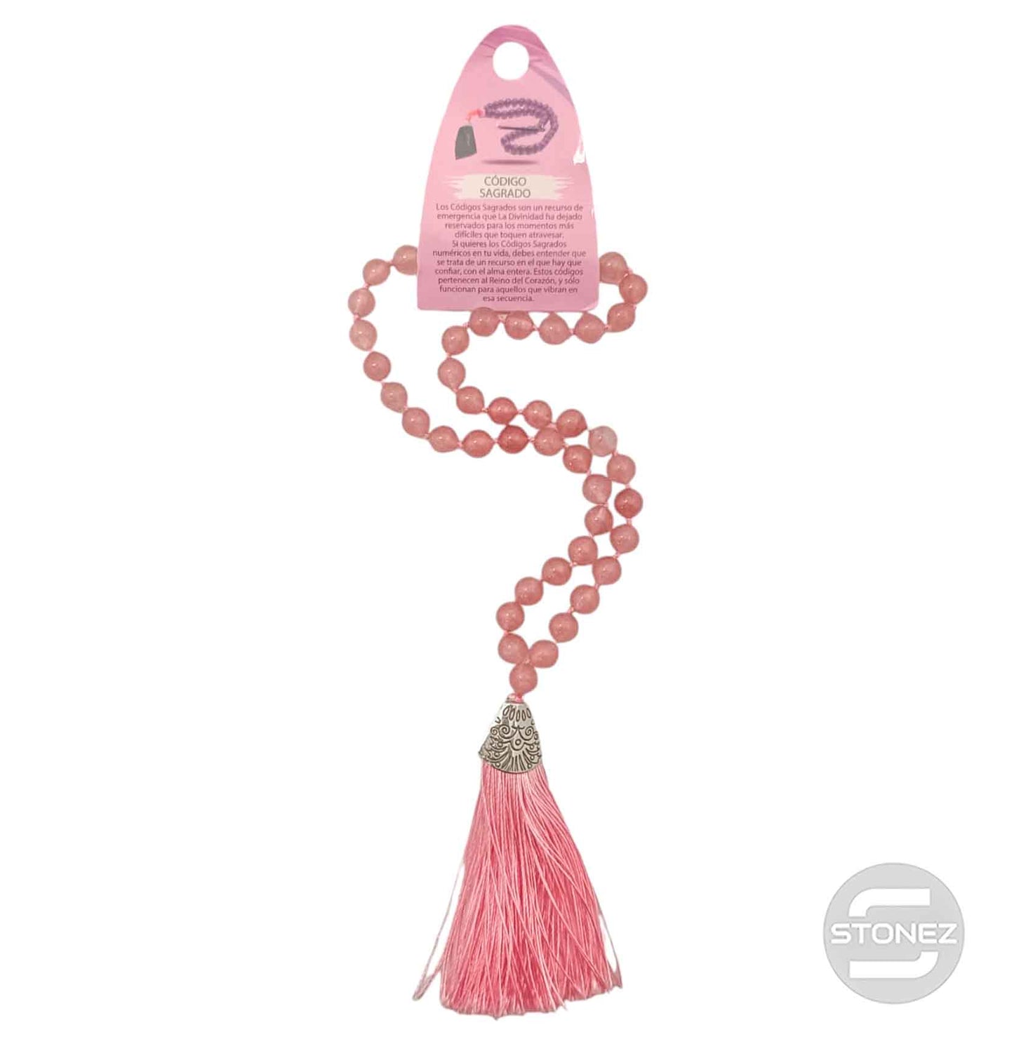 600101463-203 Codigo Sagrado 45 Cuentas Jade Teñido Rosa cerezo Bola 8mm