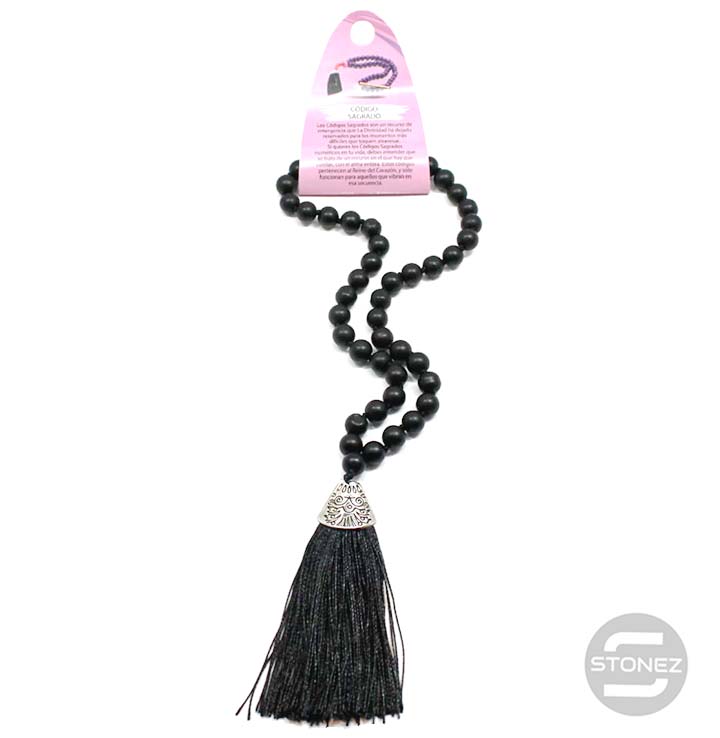 600101463-33 Codigo Sagrado 45 Cuentas Imitación Shungita Bola 8mm