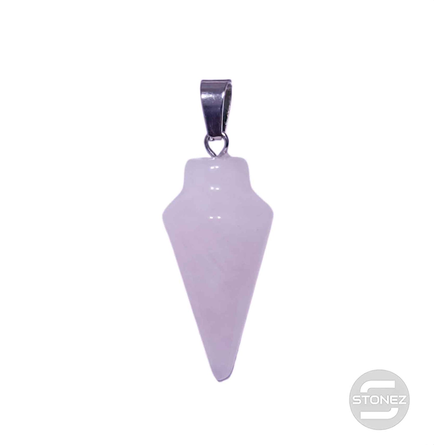 600101819 Colgante En Forma De Cono Piedra Cuarzo Rosa 33 mm Aprox Con En Metal