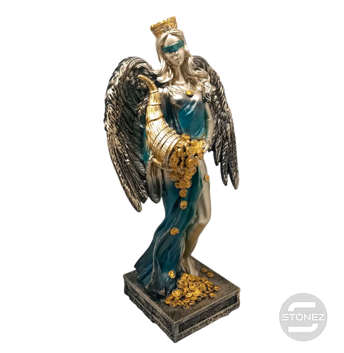 600102136-01 FIgura Diosa De La Fortuna Con Alas 35 Cms Aprox Color Cobre/Azul (SOLO PARA RECOGER EN TIENDA O ENVIOS BAJO SU RESPONSABILIDAD)