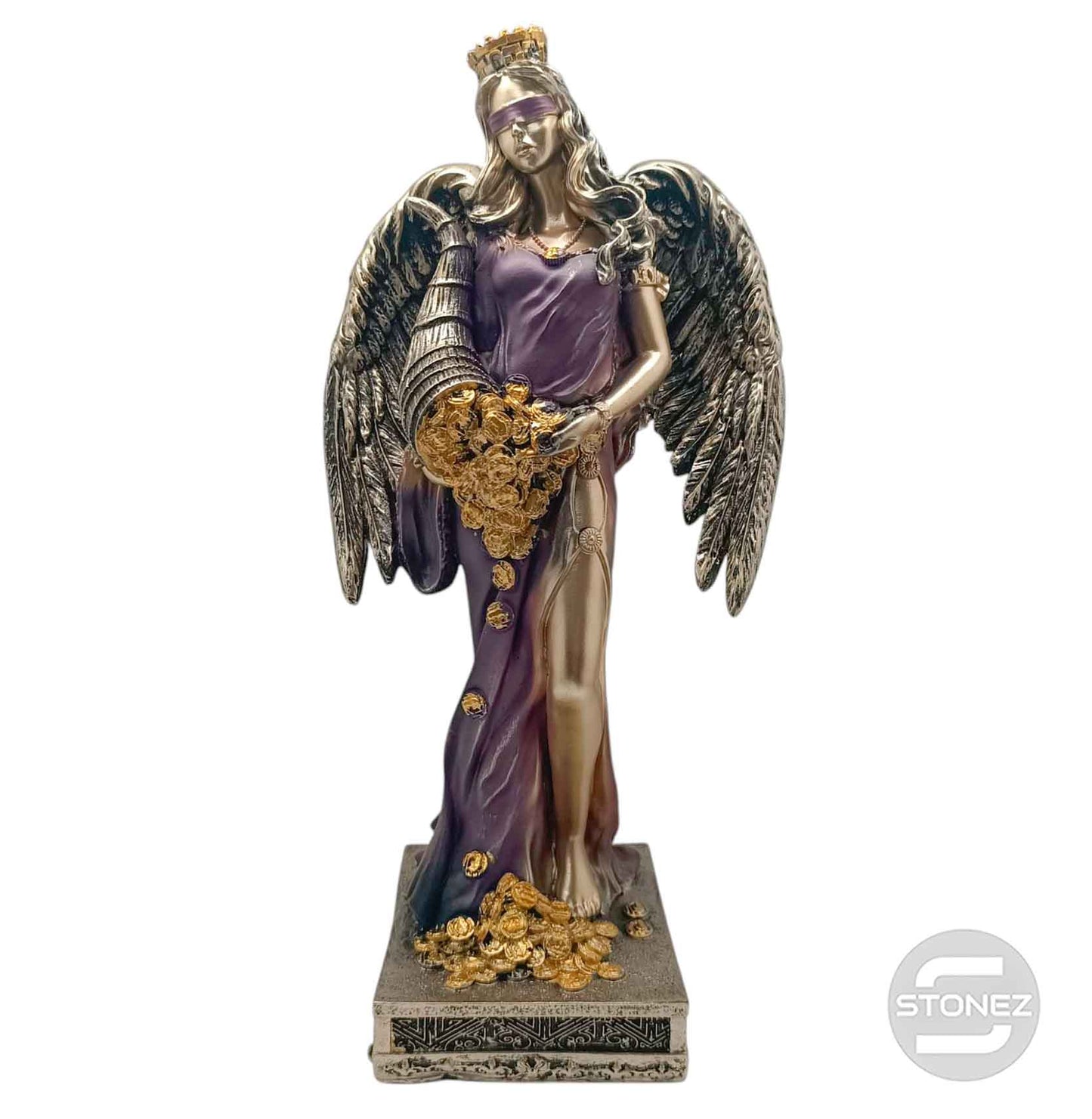 600102136 FIgura Diosa De La Fortuna Con Alas 35 Cms Aprox Color Cobre/Morado