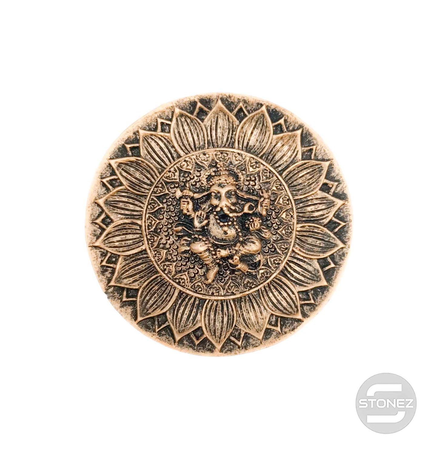 600102171-03 Porta Incienso Ganesha En Resina 9,5 Cms Aprox En Color Bronce.