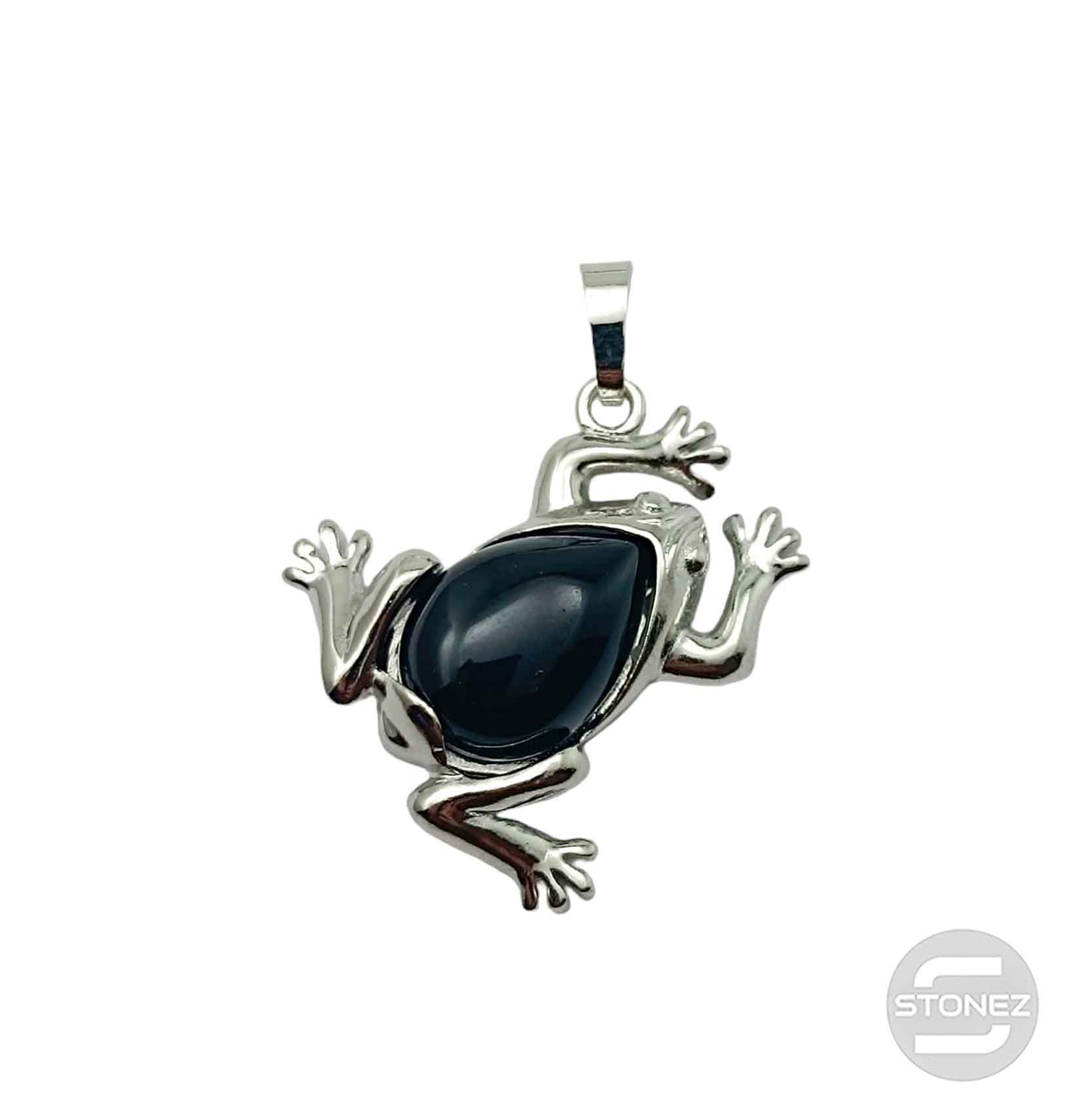600102249 Colgante Rana En Metal Con Piedra Onix 3,5 Cms Aprox