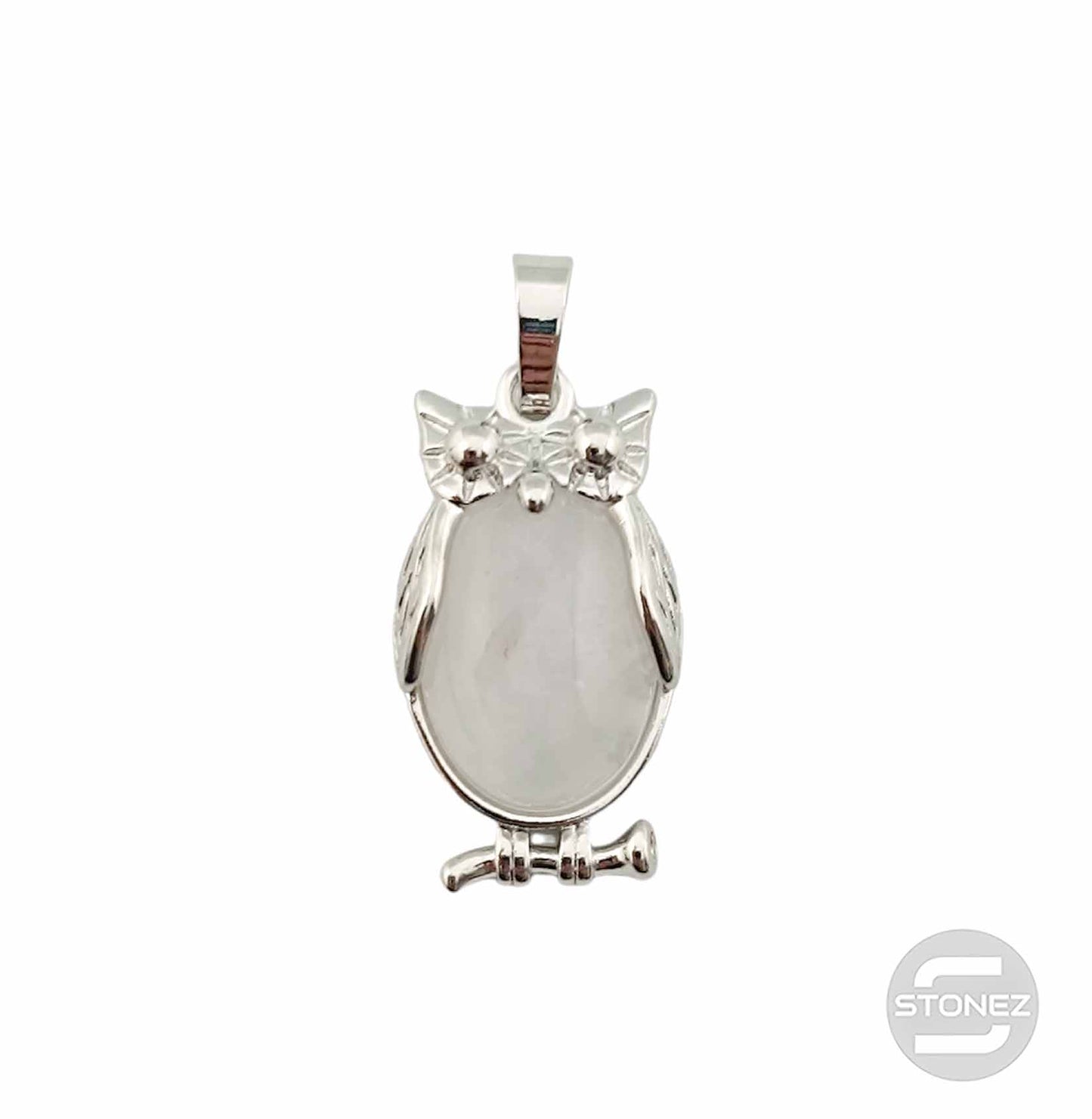 600102253 Colgante Búho En Metal Con Piedra Piedra Cuarzo Blanco 3 Cms Aprox