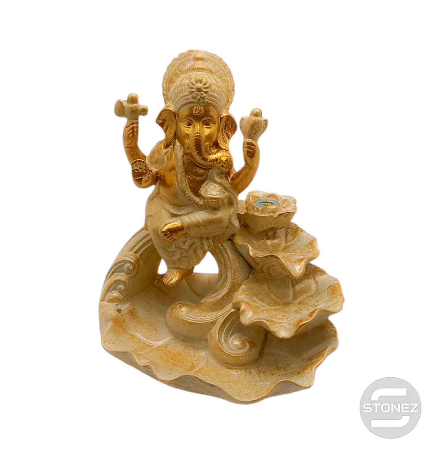 600102400 Figura En Resina Ganesha Porta Incienso De Reflujo 13x11 Cms Aprox