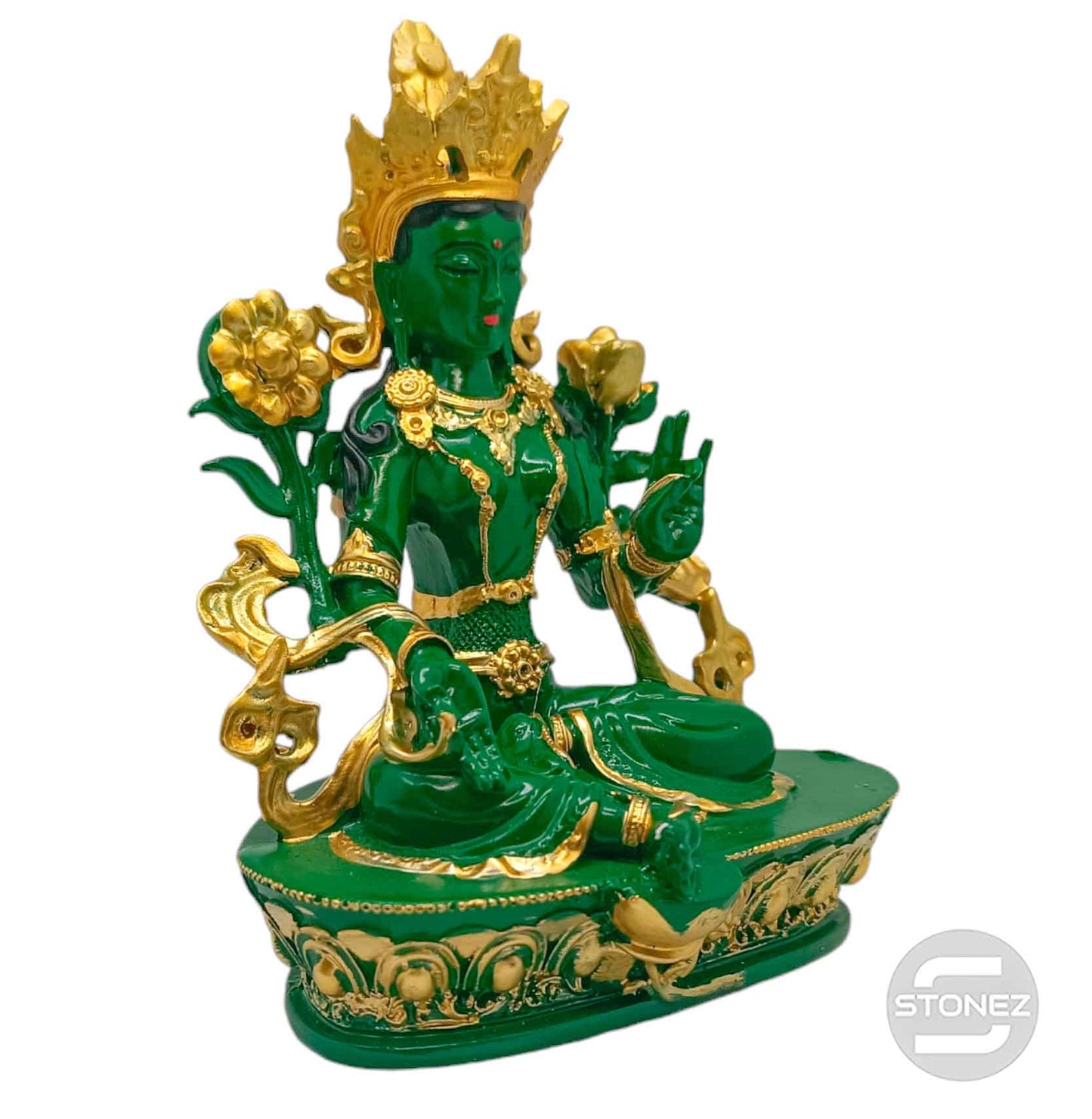 6001024144 Figura En Resina Diosa Tara Verde 19x16 Cms Aprox