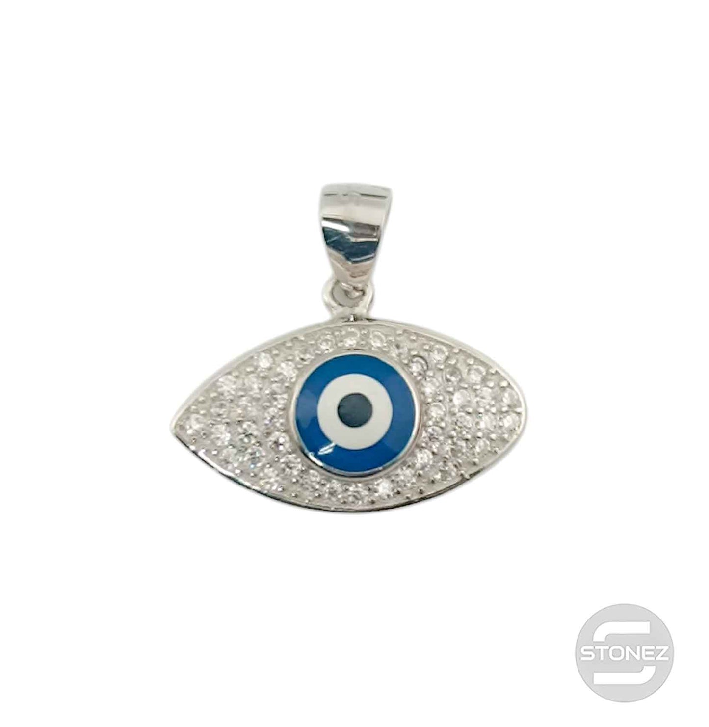 600102842 Colgante Plata 925 Rodiada Ojo Turco Con Circonita 12x21 mm Aprox