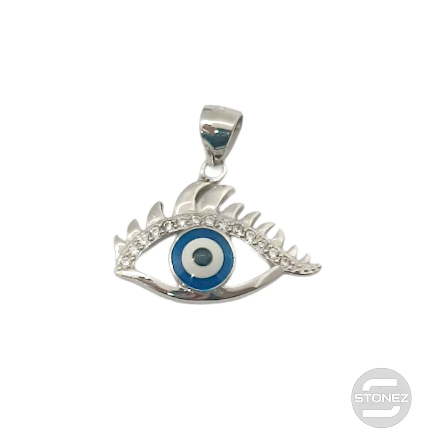 600102844 Colgante Plata 925 Rodiada Ojo Turco Con Circonita 11x22 mm Aprox