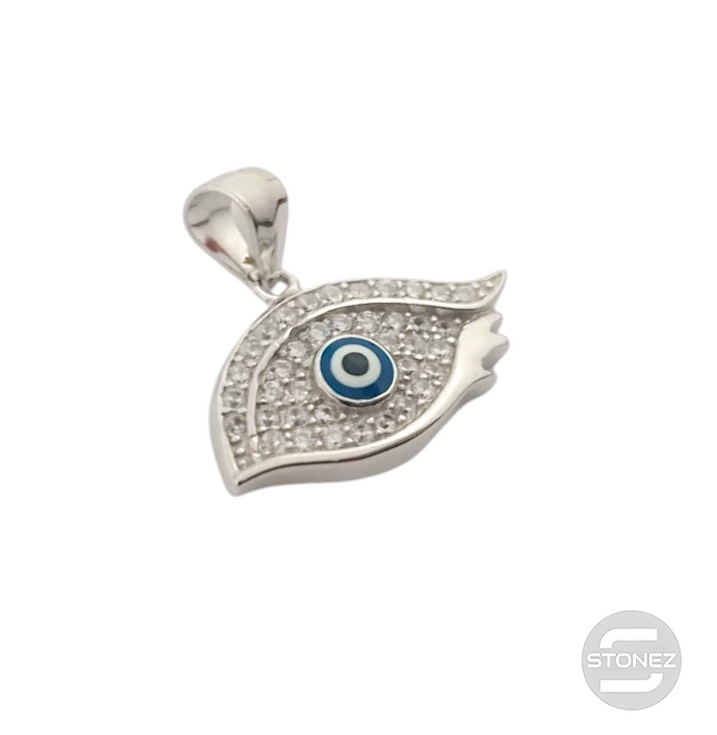 600102846 Colgante Plata 925 Rodiada Ojo Turco Con Circonita 11x22 mm Aprox