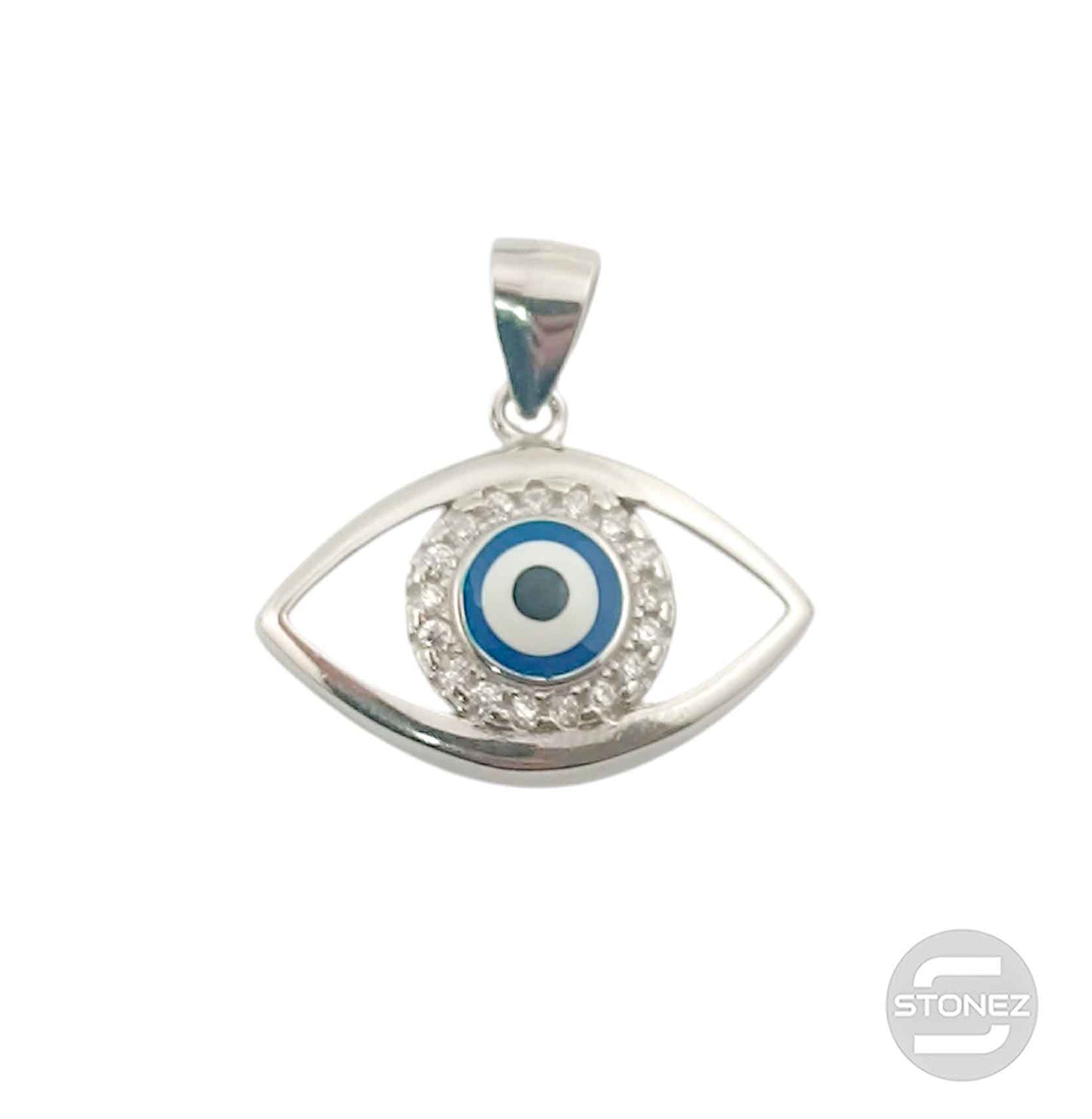 600102847 Colgante Plata 925 Rodiada Ojo Turco Con Circonita 13x21 mm Aprox