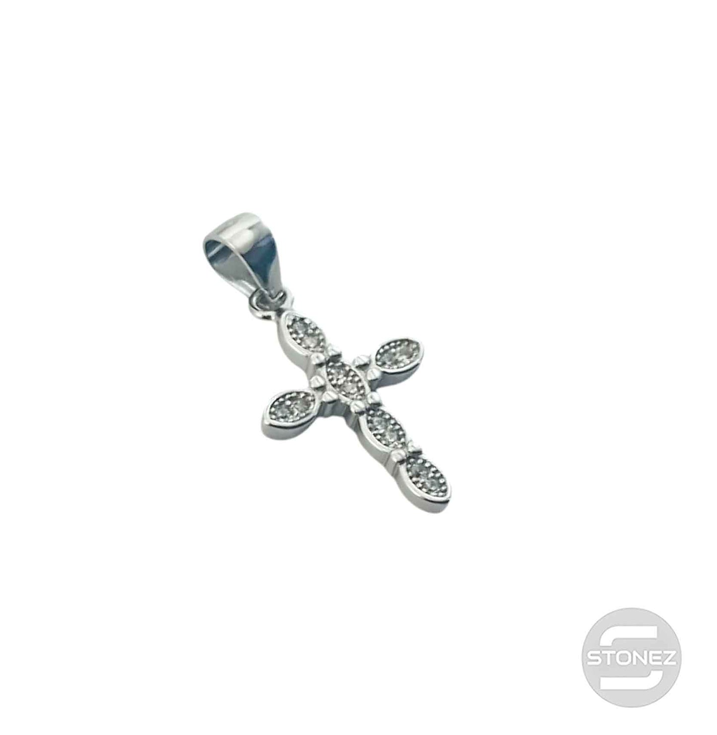 600102851 Colgante Plata 925 Rodiada Cruz Con Circonita 12X17 mm Aprox