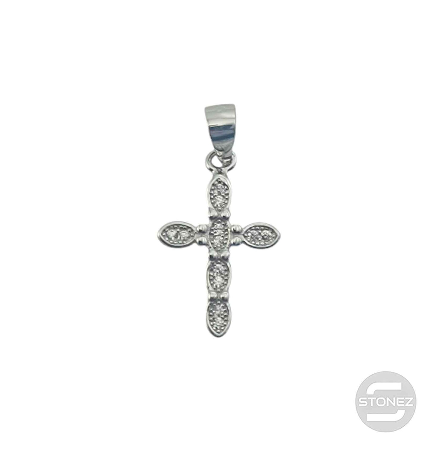 600102851 Colgante Plata 925 Rodiada Cruz Con Circonita 12X17 mm Aprox