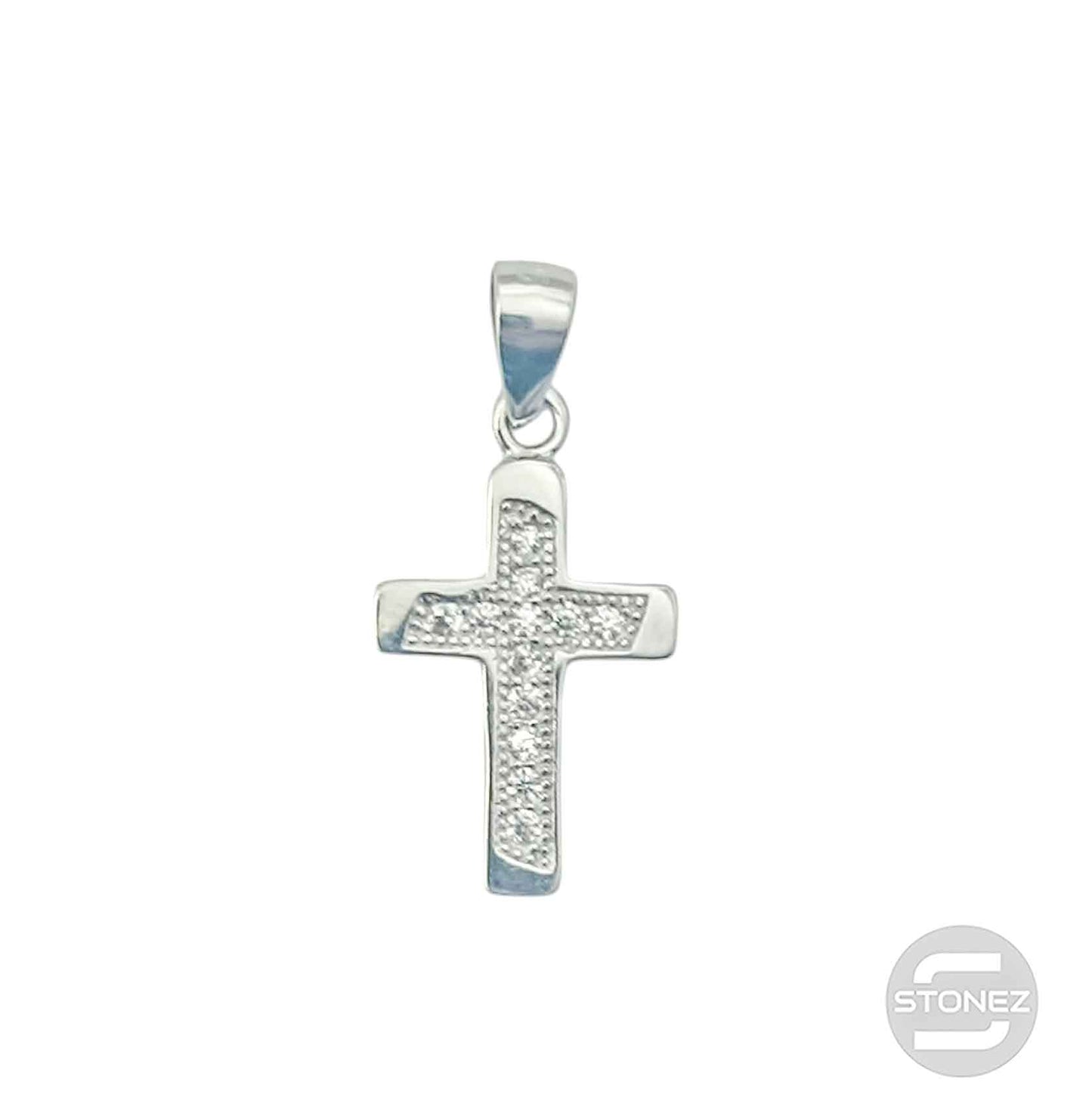 600102854 Colgante Plata 925 Rodiada Cruz Con Circonita 11x17 mm Aprox