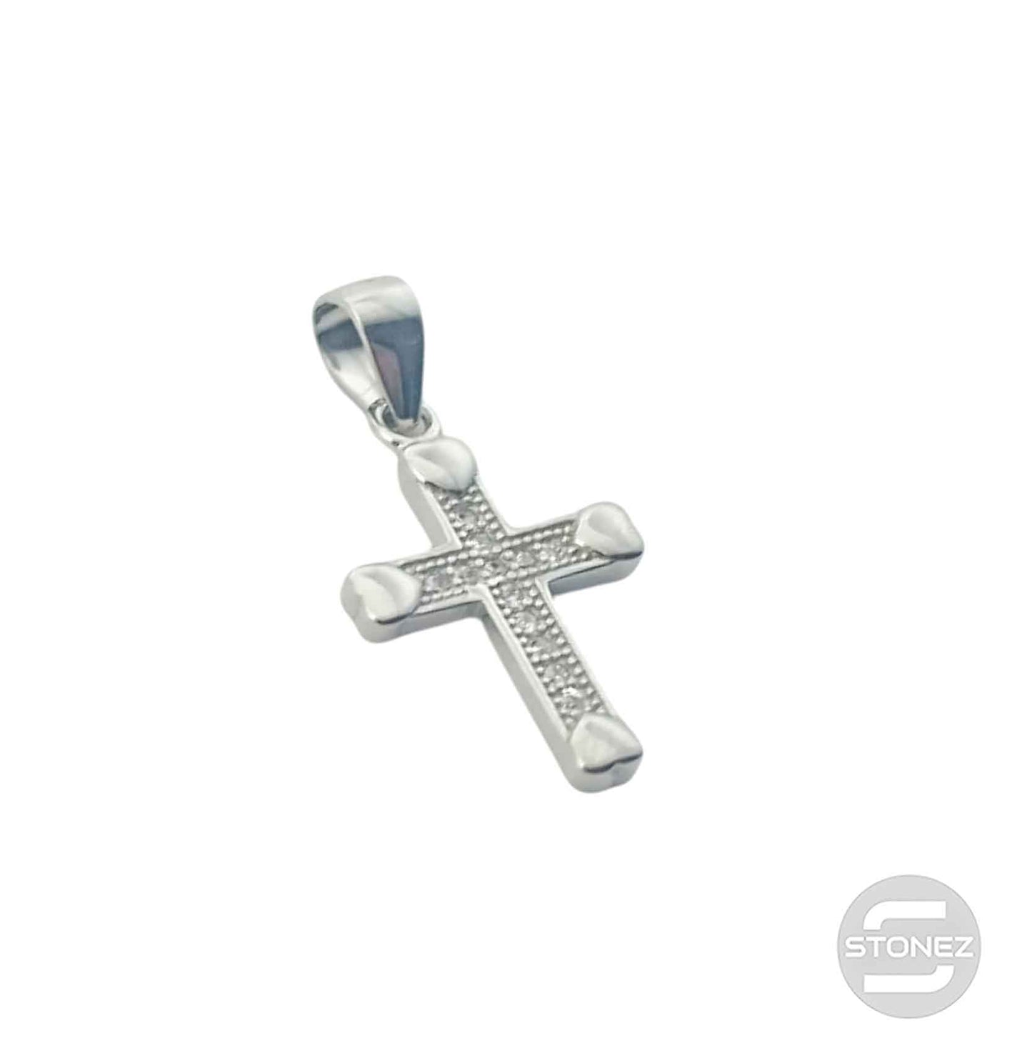 600102853 Colgante Plata 925 Rodiada Cruz Con Circonita 11x16 mm Aprox