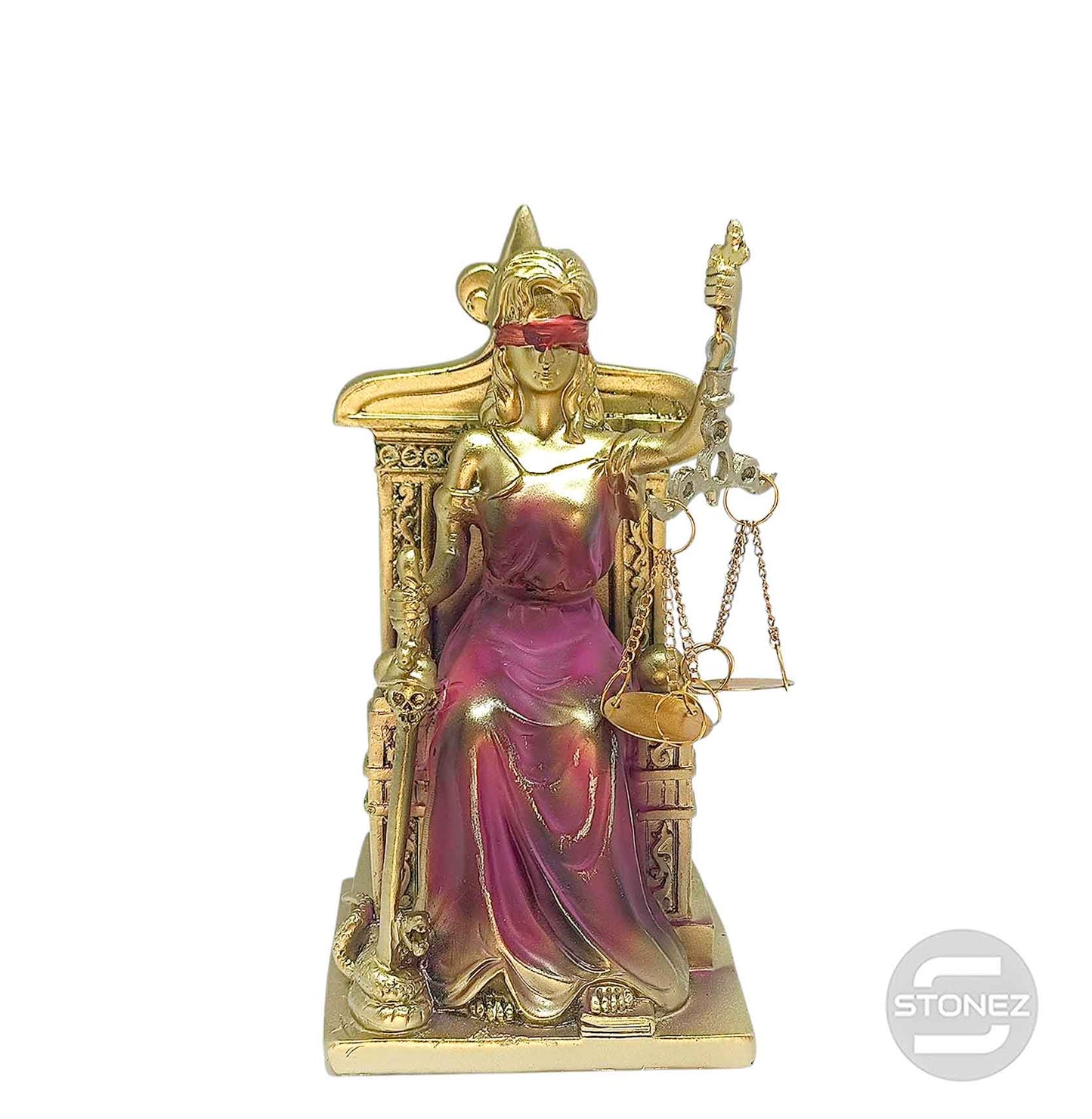 600102860 Figura En Resina Diosa De La Justicia Sentada 19 Cms Aprox Bronce/Rosa