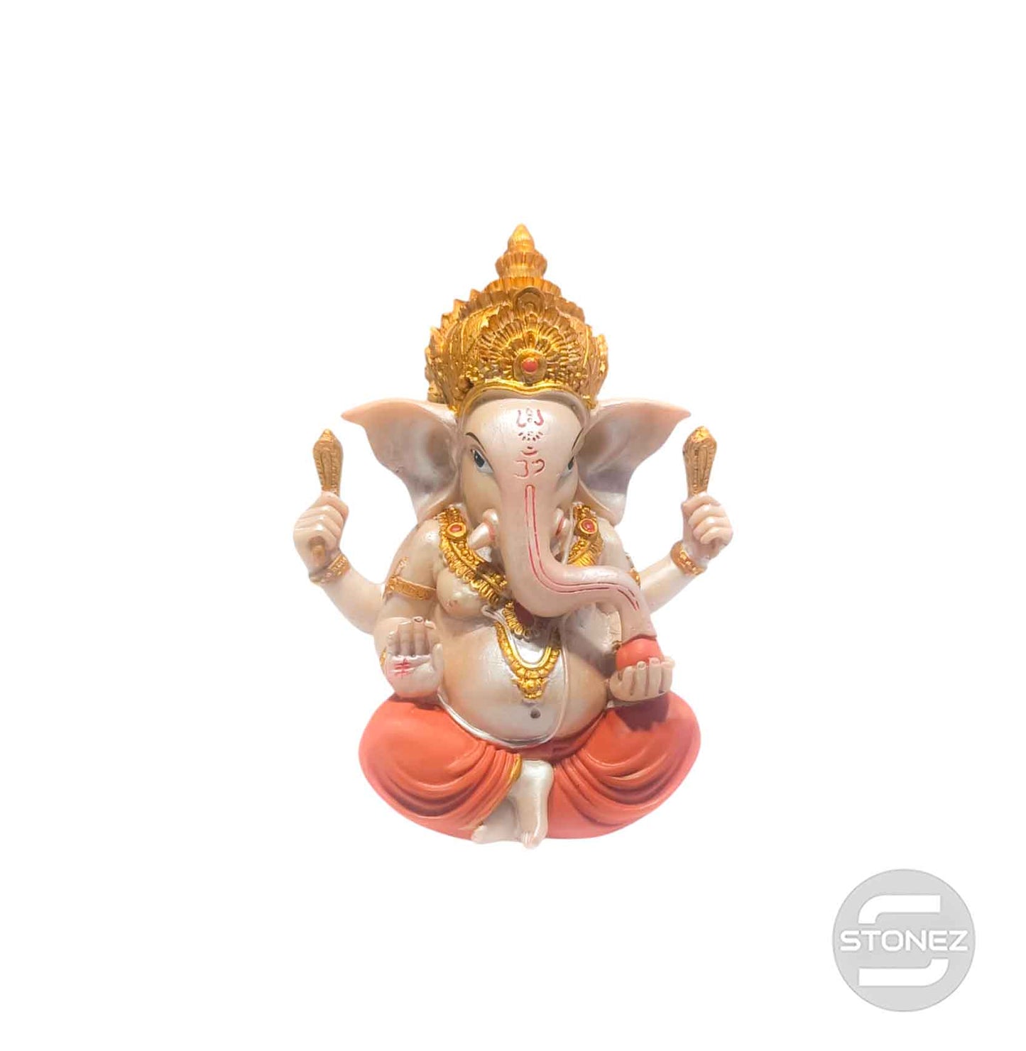 600102902 Figura En Resina Ganesha 15 Cms Aprox Color Rosa / Naranja
