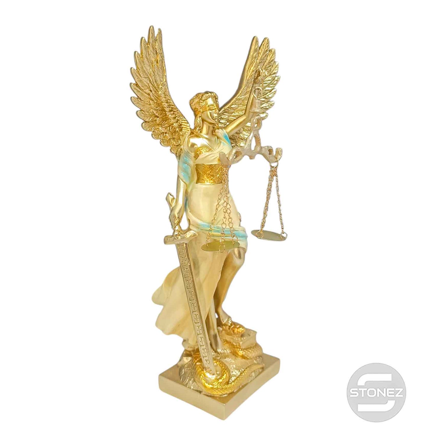 600102911 Figura En Resina Diosa De La Justicia Con Alas 29 Cms Apox Color Blanco Crema