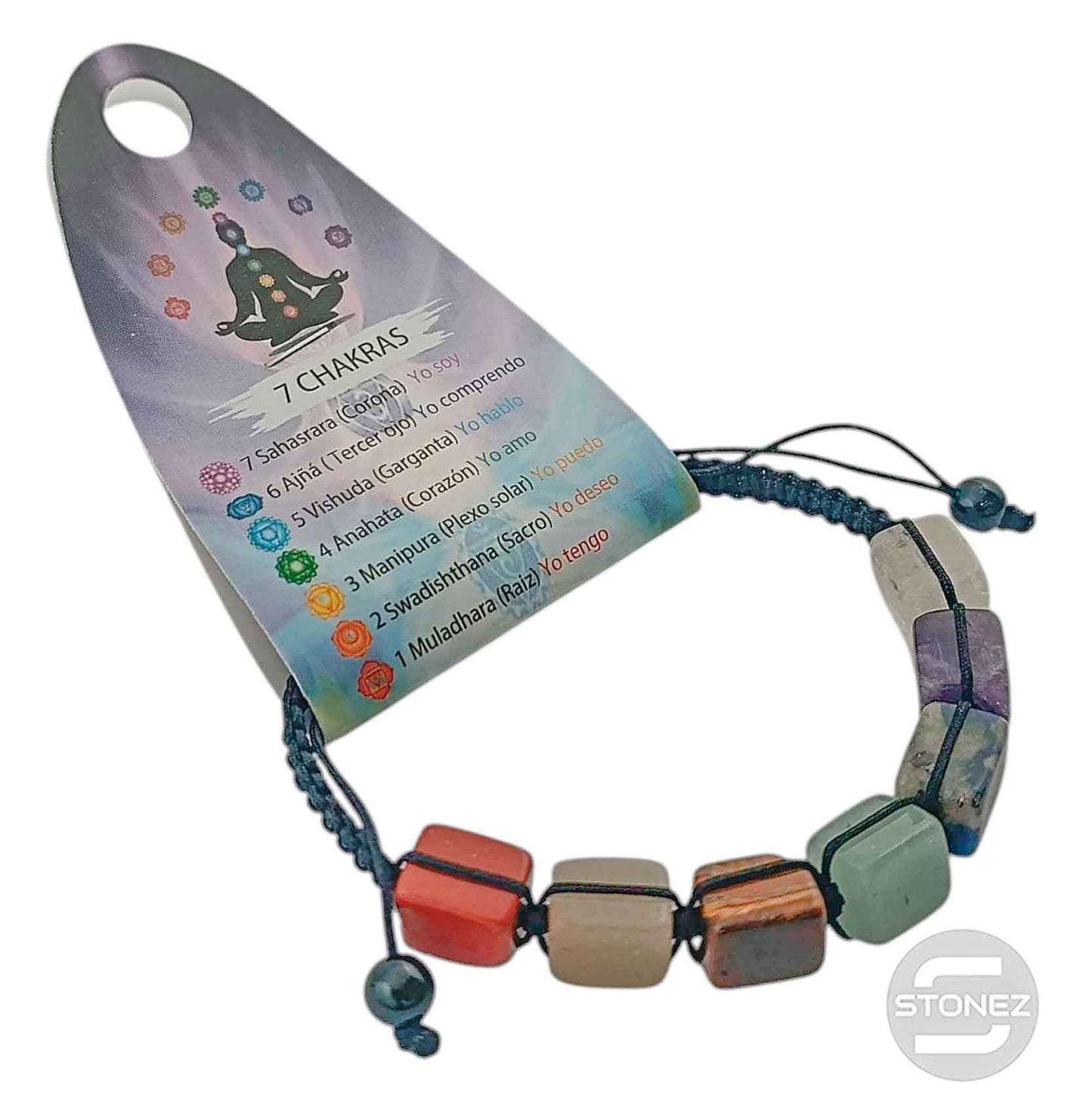 600103308 Pulsera 7 Chakras Macramé Adaptable 9x9x10 mm