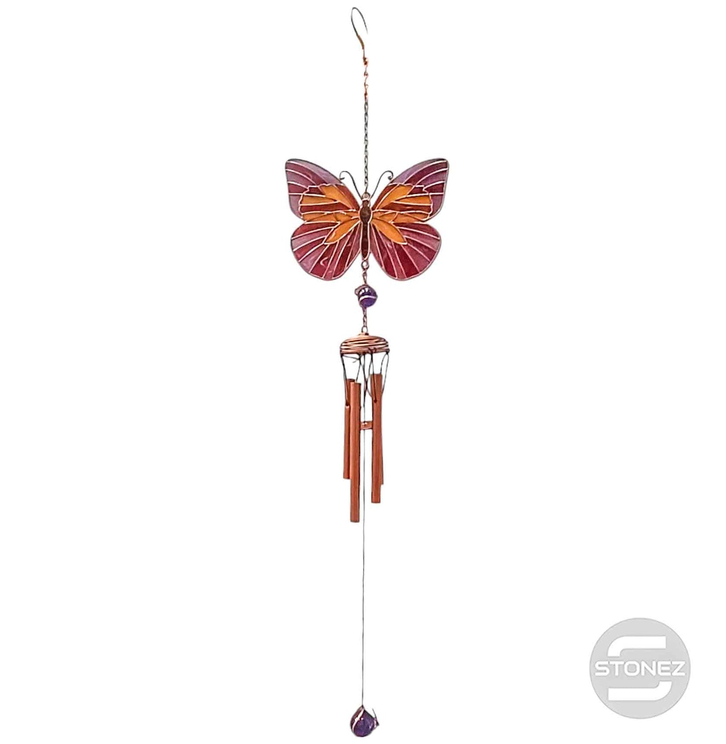 600103317-01 Campana De Viento Mariposa Cristal 67 Cms Aprox Morado