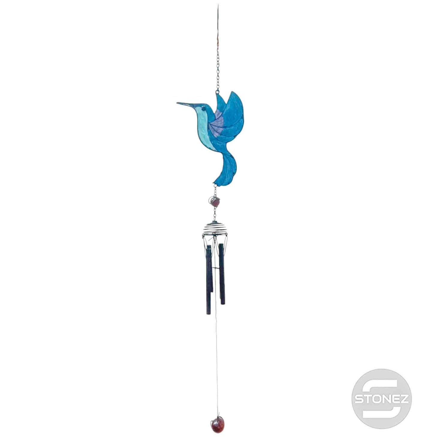 600103318-01 Campana De Viento Colibri Cristal 67 Cms Aprox Azul