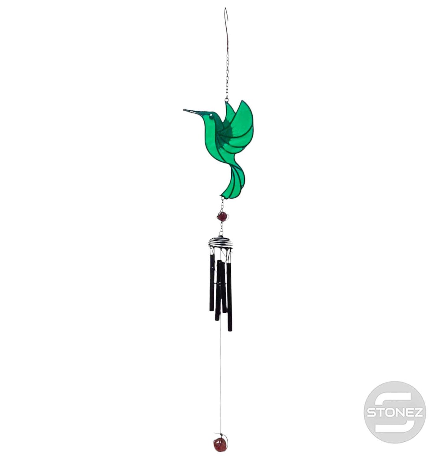 600103318-02 Campana De Viento Colibri Cristal 67 Cms Aprox Verde
