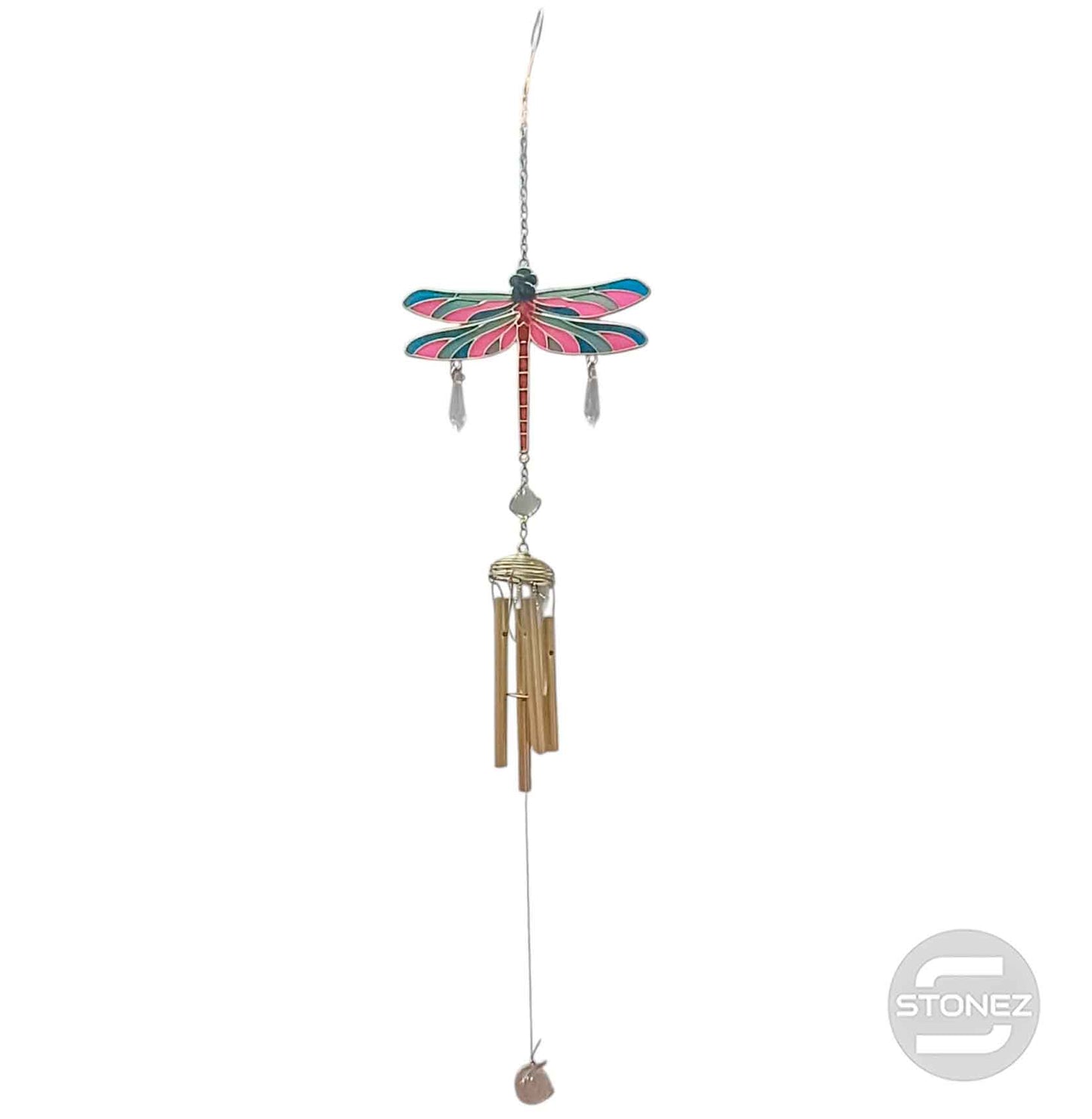 600103319-02 Campana De Viento Libelula Cristal 67 Cms Aprox Azul
