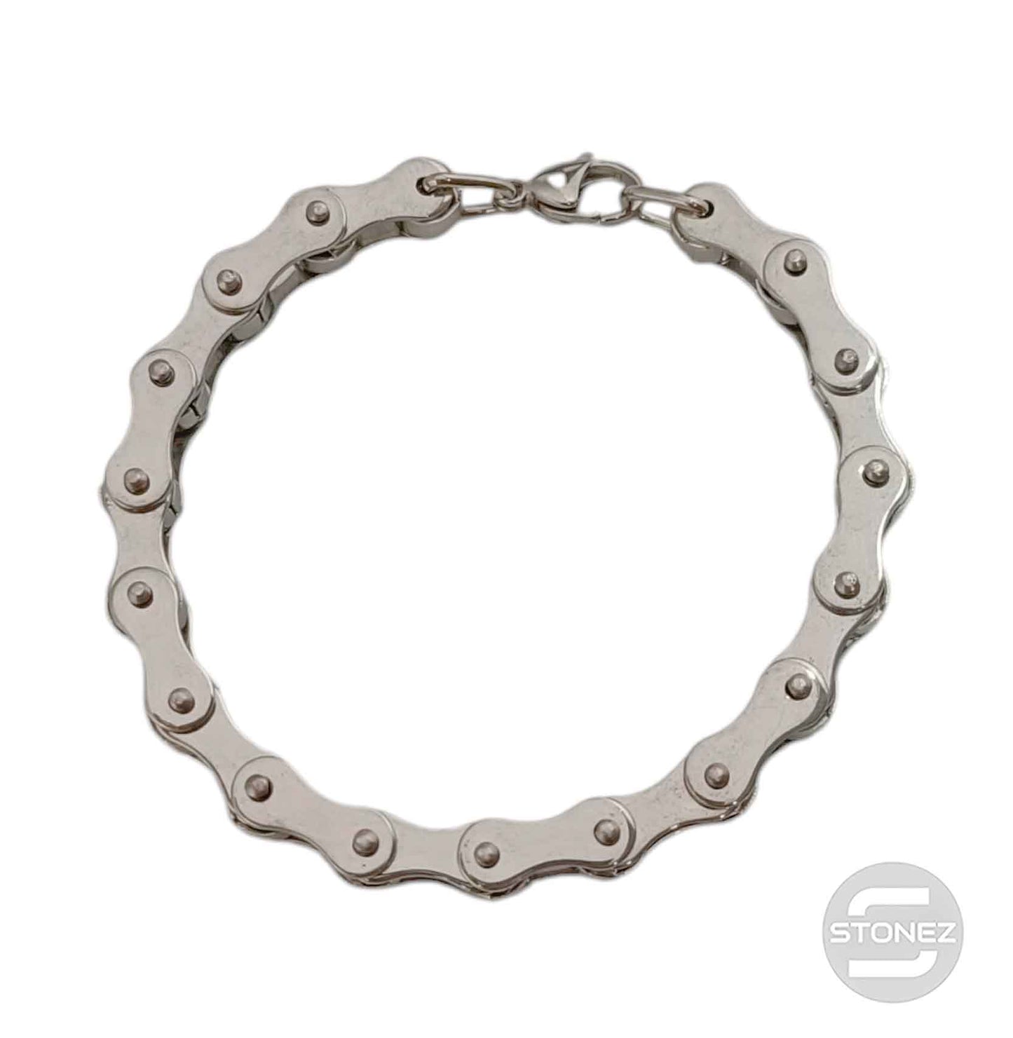 600103462-03 Pulsera Acero Y Caucho Cadena Moto 22 Cms