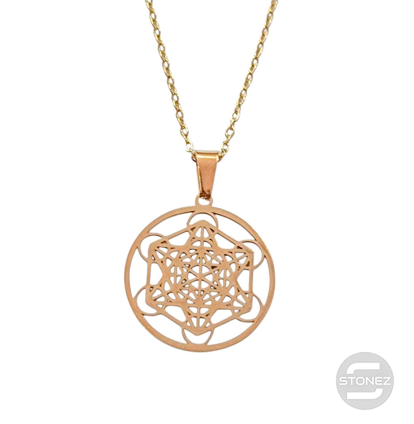 600103601-22 Collar Acero Dorado Metatron Cadena 40+5 Cms