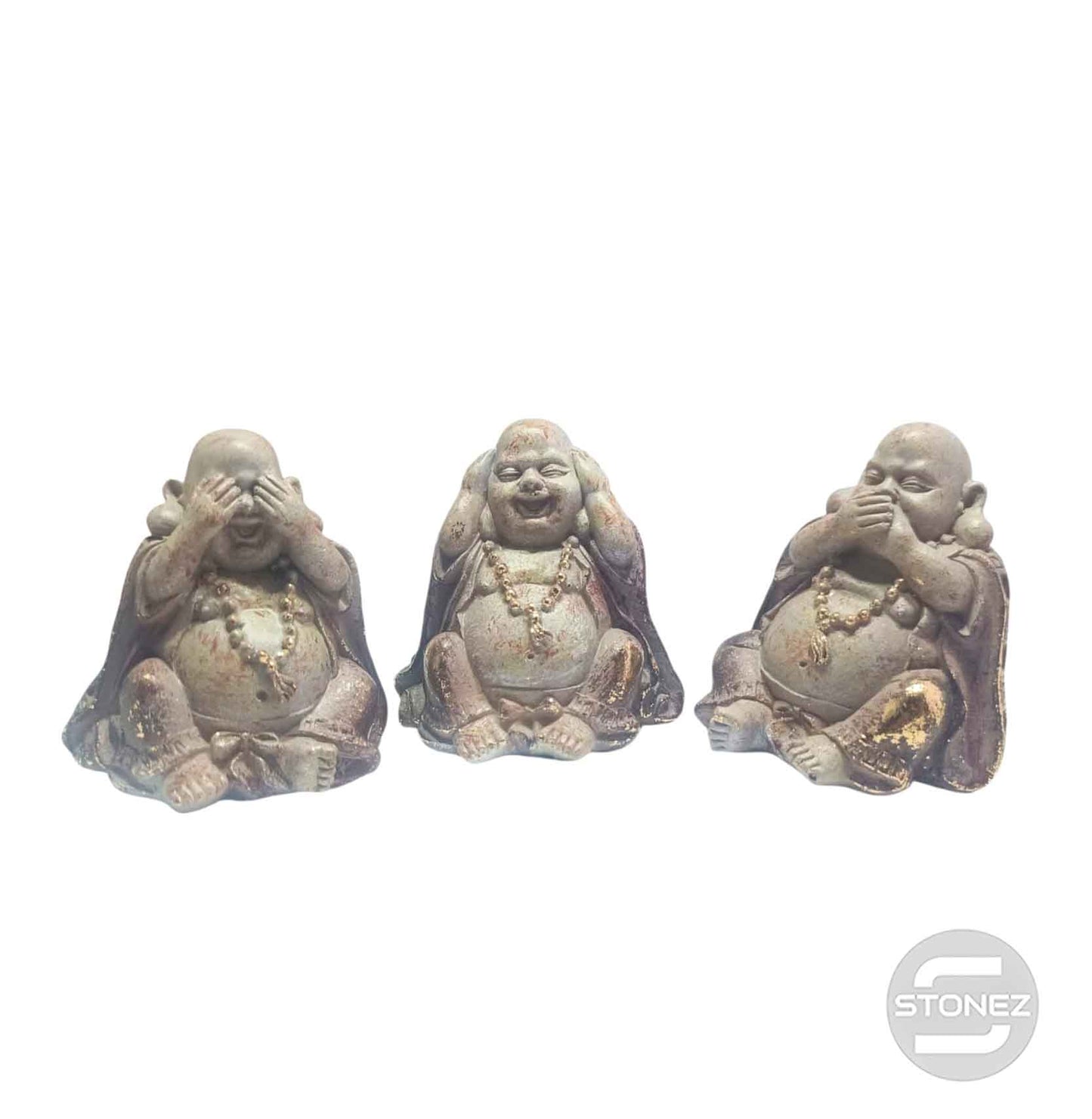 600103640 Juego Figuras Buada Feliz Ver Oir Callar En Resina 7 Cms Aprox