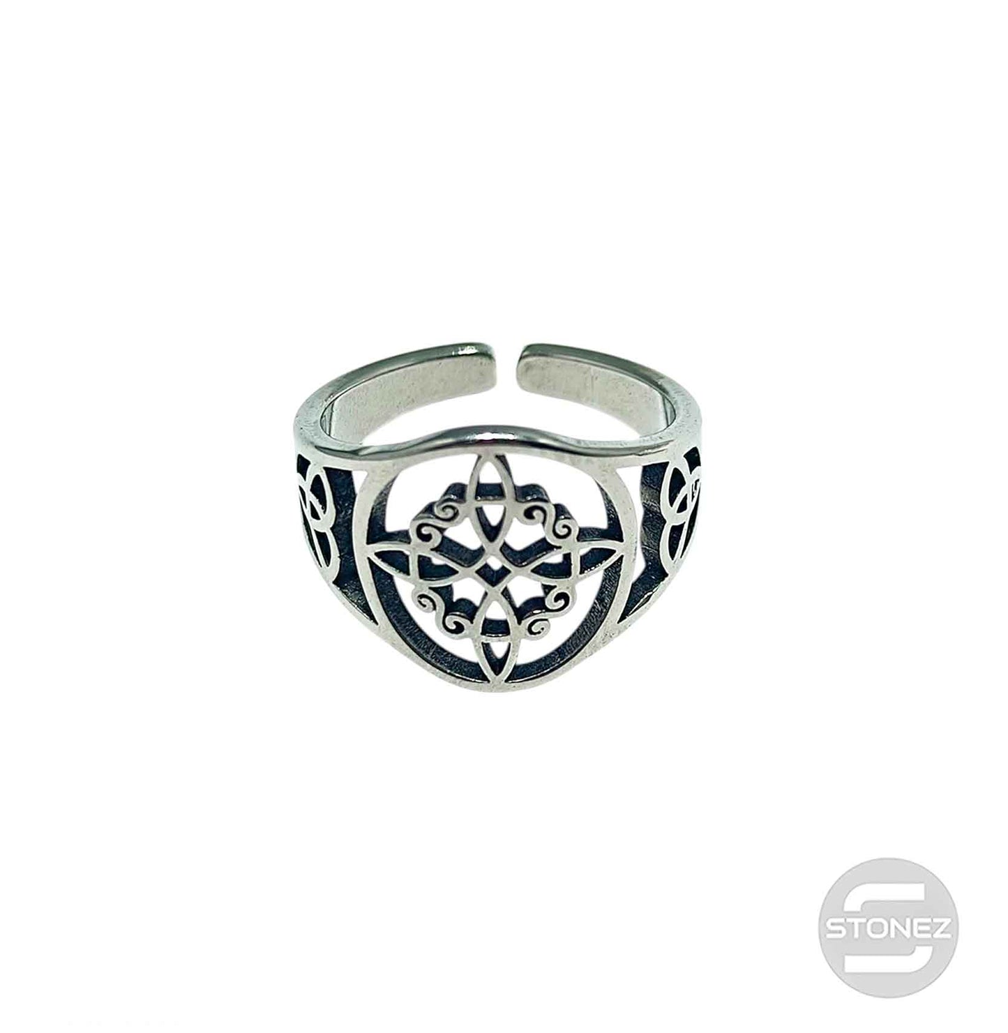 Anillo Acero Adaptable Nudo De Brujas