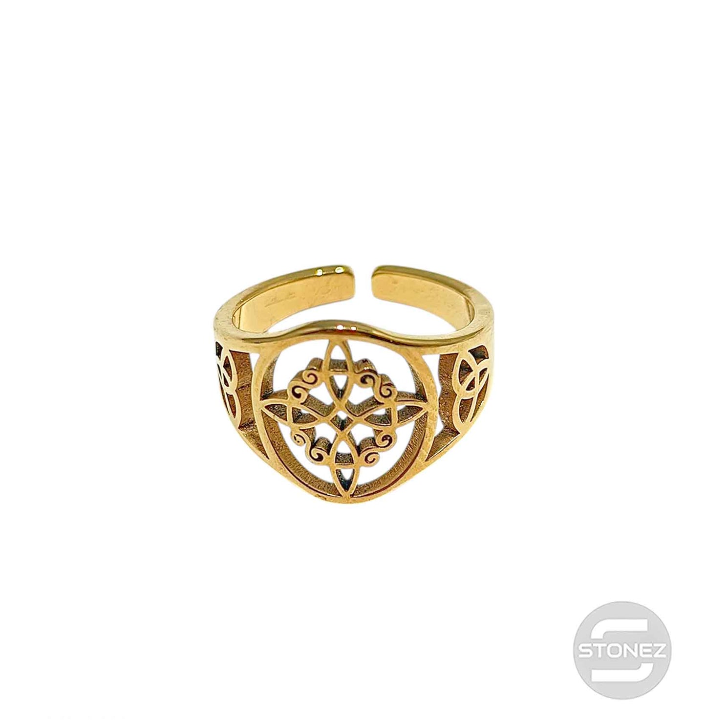 Anillo Acero Adaptable Nudo De Brujas