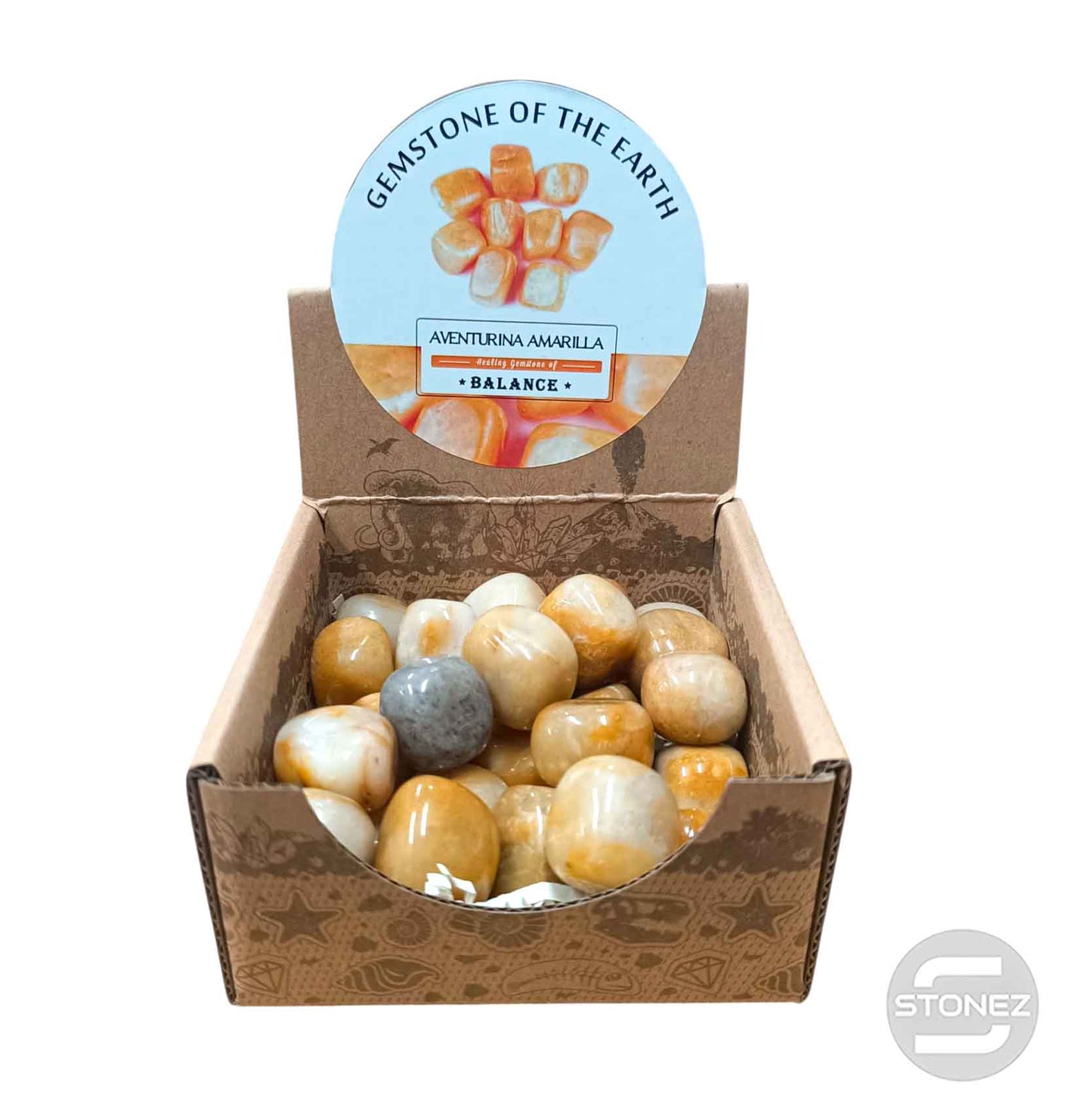 600104070 Caja Canto Rodado AVENTURNA AMARILLA 500 gramos Tamaños Surtido Desde 2 Hasta 3 cms Aprox) El total de las piezas puede Variar