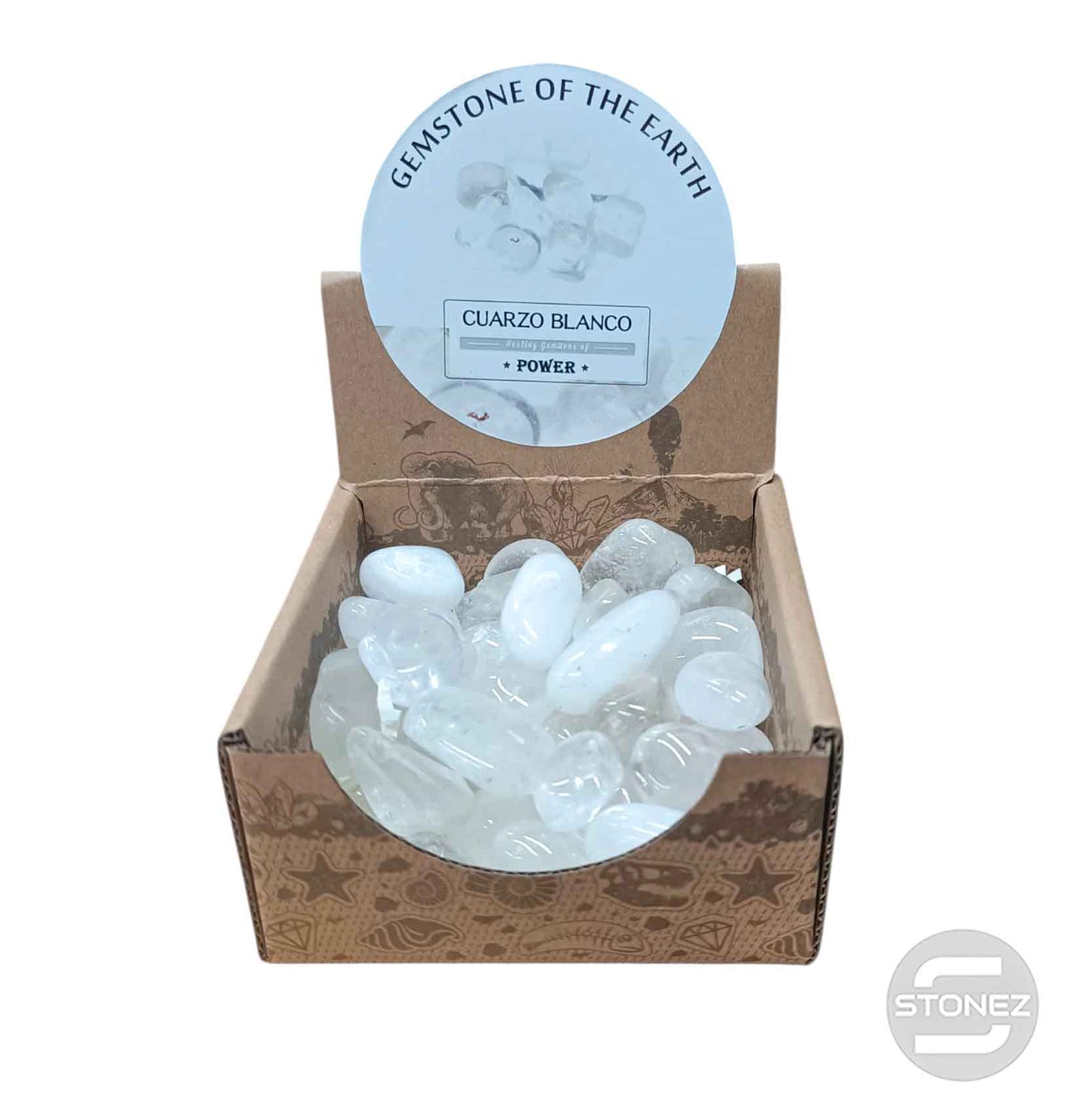 600104070 Caja Canto Rodado CUARZO BLANCO 500 gramos Tamaños Surtido Desde 2 Hasta 3 cms Aprox) El total de las piezas puede Variar