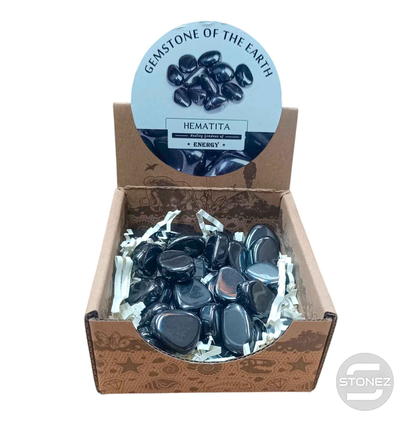 600104070 Caja Canto Rodado HEMATITE 500 gramos Tamaños Surtido Desde 2 Hasta 3 cms Aprox) El total de las piezas puede Variar