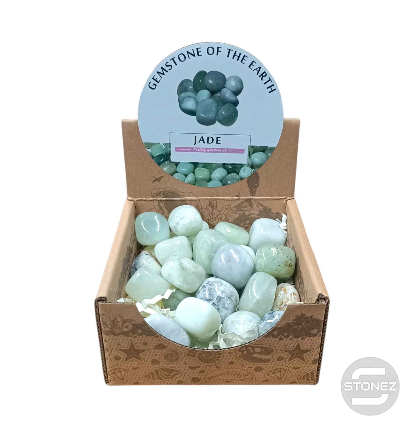 600104070 Caja Canto Rodado JADE VERDE 500 gramos Tamaños Surtido Desde 2 Hasta 3 cms Aprox) El total de las piezas puede Variar