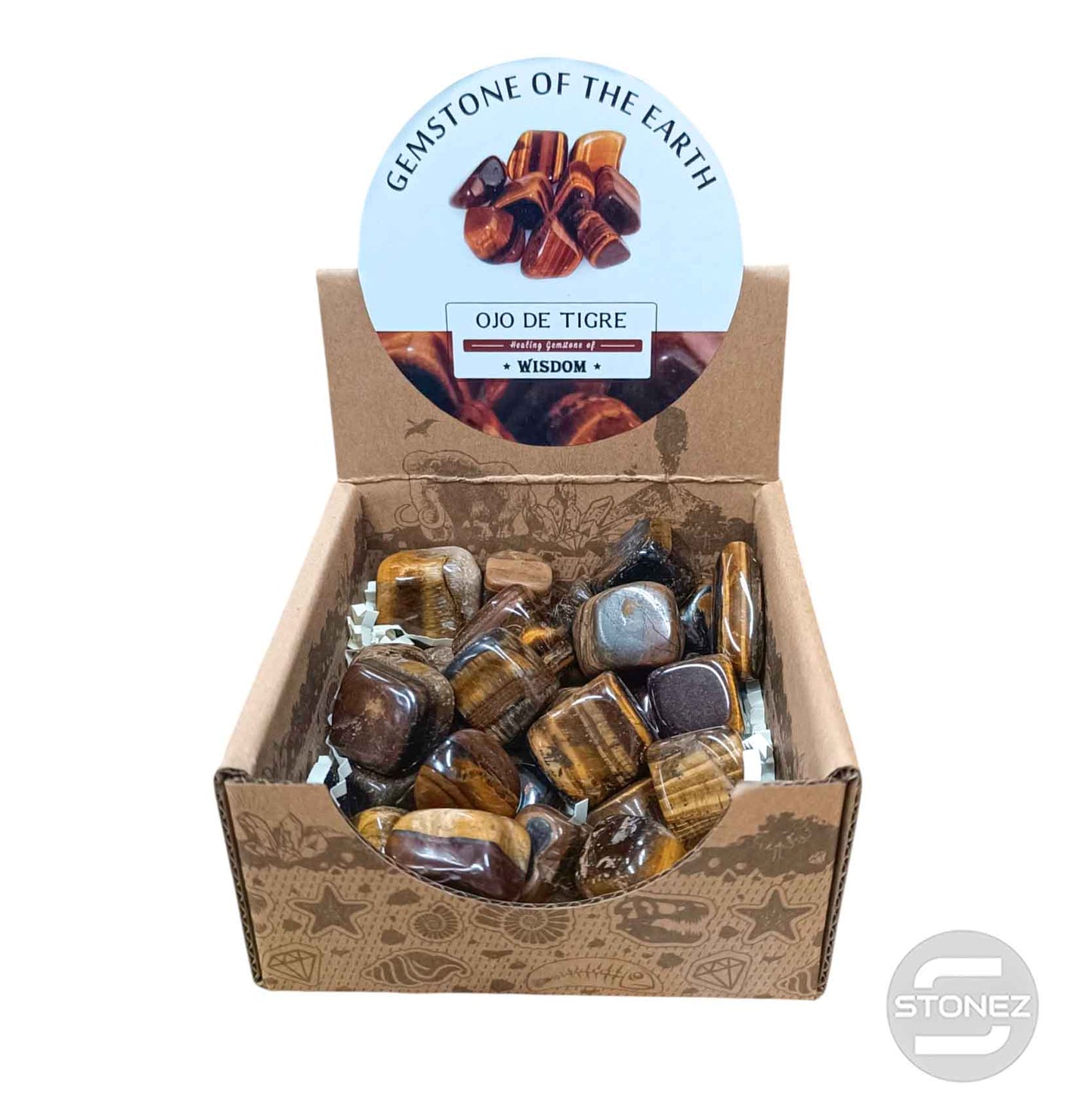 600104070 Caja Canto Rodado OJO DE TIGRE 500 gramos Tamaños Surtido Desde 2 Hasta 3 cms Aprox) El total de las piezas puede Variar