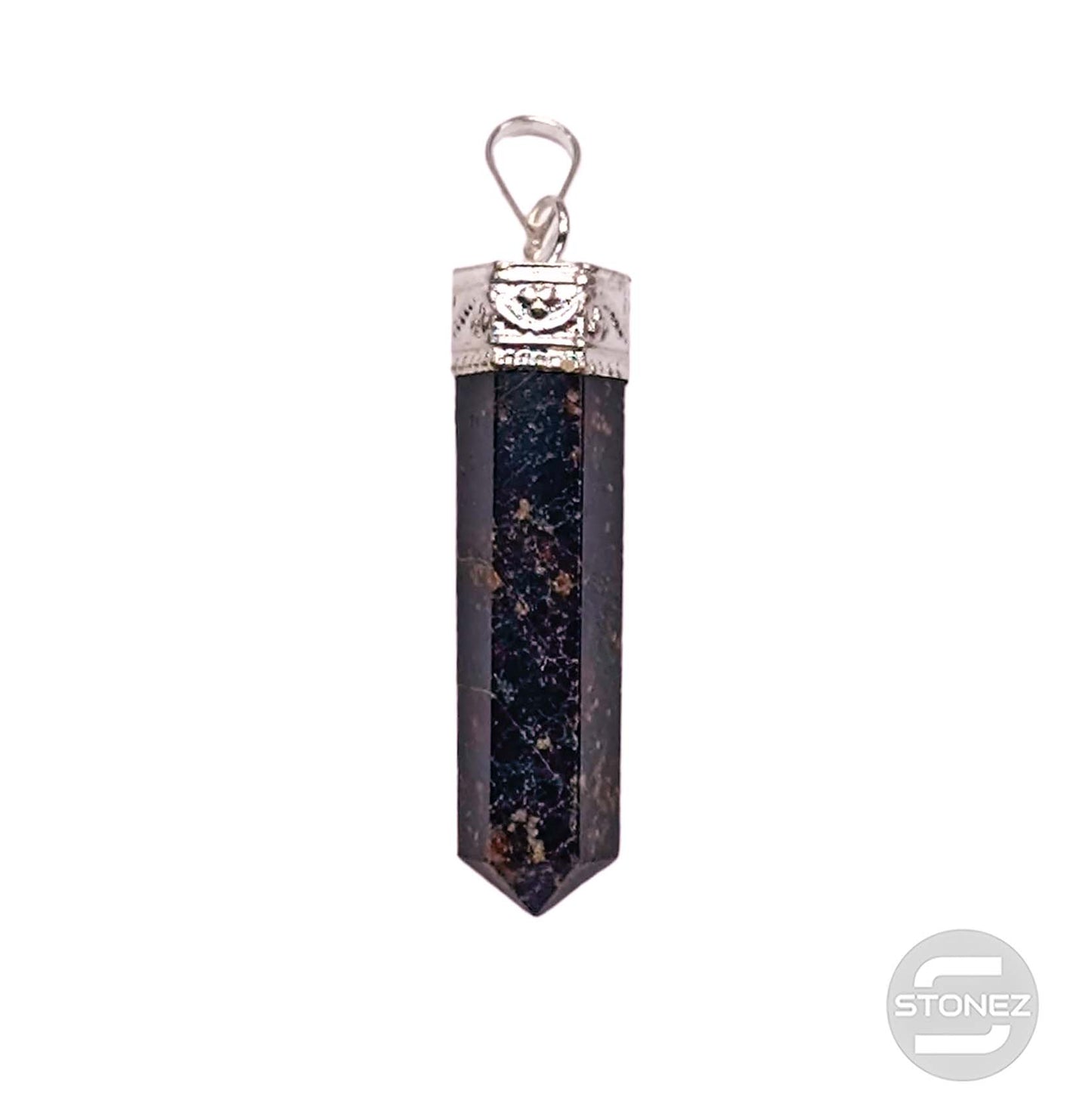 600201691-45 Colgante Punta Piedra Natural Granate 3 Cms Aprox Engarzado En Metal