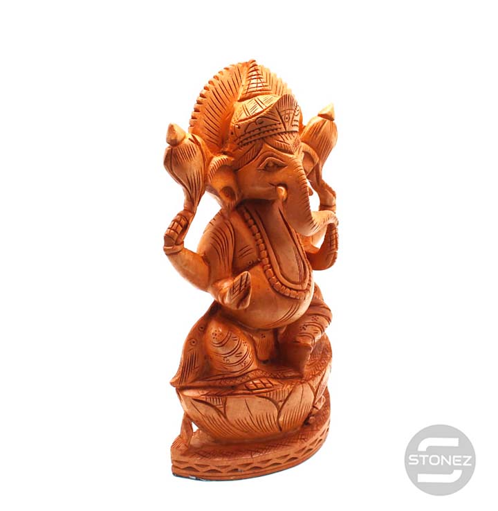 600301598 Figura Ganesha Tallada A Mano En Madera 20x11x5 CMS aprox