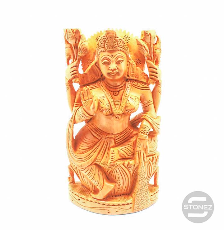 600301598 Figura Laksmi Tallada A Mano En Madera 20x10x5 CMS aprox
