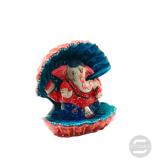 600301632 Figura Ganeha Aluminio Dentro De Concha Color Azul 8 Cms