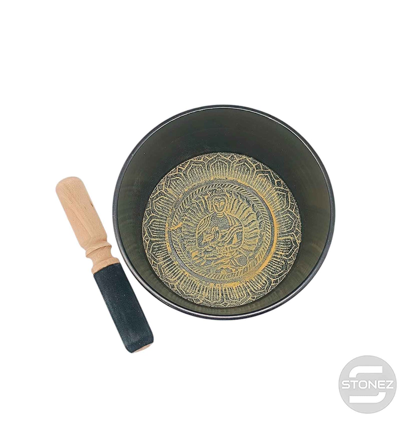 600303009 Cuenco Tibetano 4 Metales 18 Cms Aprox Color Dorado ( El grabado y Color Del Interior Puede Variar )