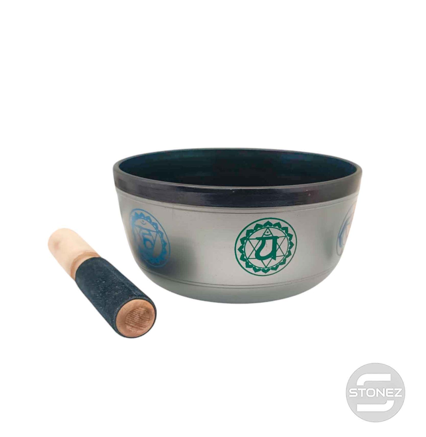 600303012 Cuenco Tibetano 4 Metales 18 Cms Aprox Color Plata Chakra (Grabado Y Color Del Interior Puede Variar)