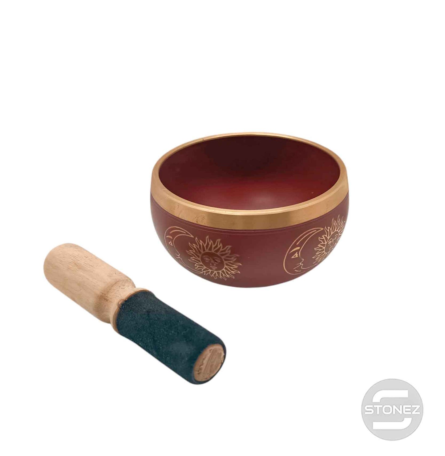 600303018 Cuenco Tibetano 4 Metales 11 Cms Aprox Color Burdeos Grabado Sol Y Luna