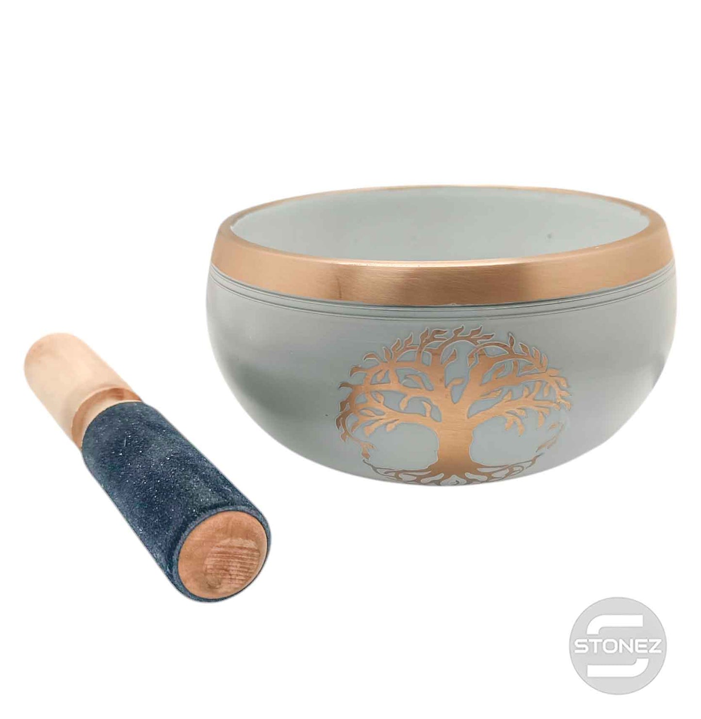 600303023 Cuenco Tibetano 4 Metales 14 Cms Aprox Color Blanco Crema Grabado Árbol De La Vida