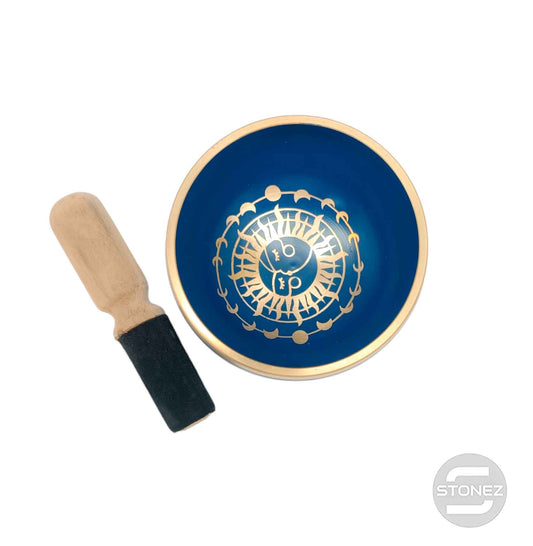 600303024 Cuenco Tibetano 4 Metales 11 Cms Aprox Color Azul Grabado Fase Lunar