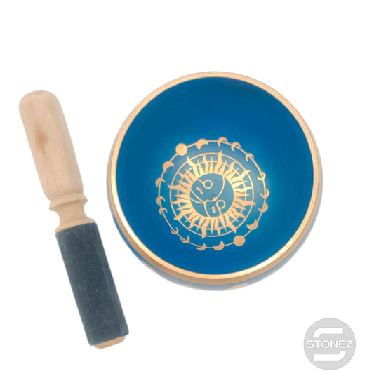 600303025 Cuenco Tibetano 4 Metales 12,5 Cms Aprox Color Azul Grabado Fase Lunar